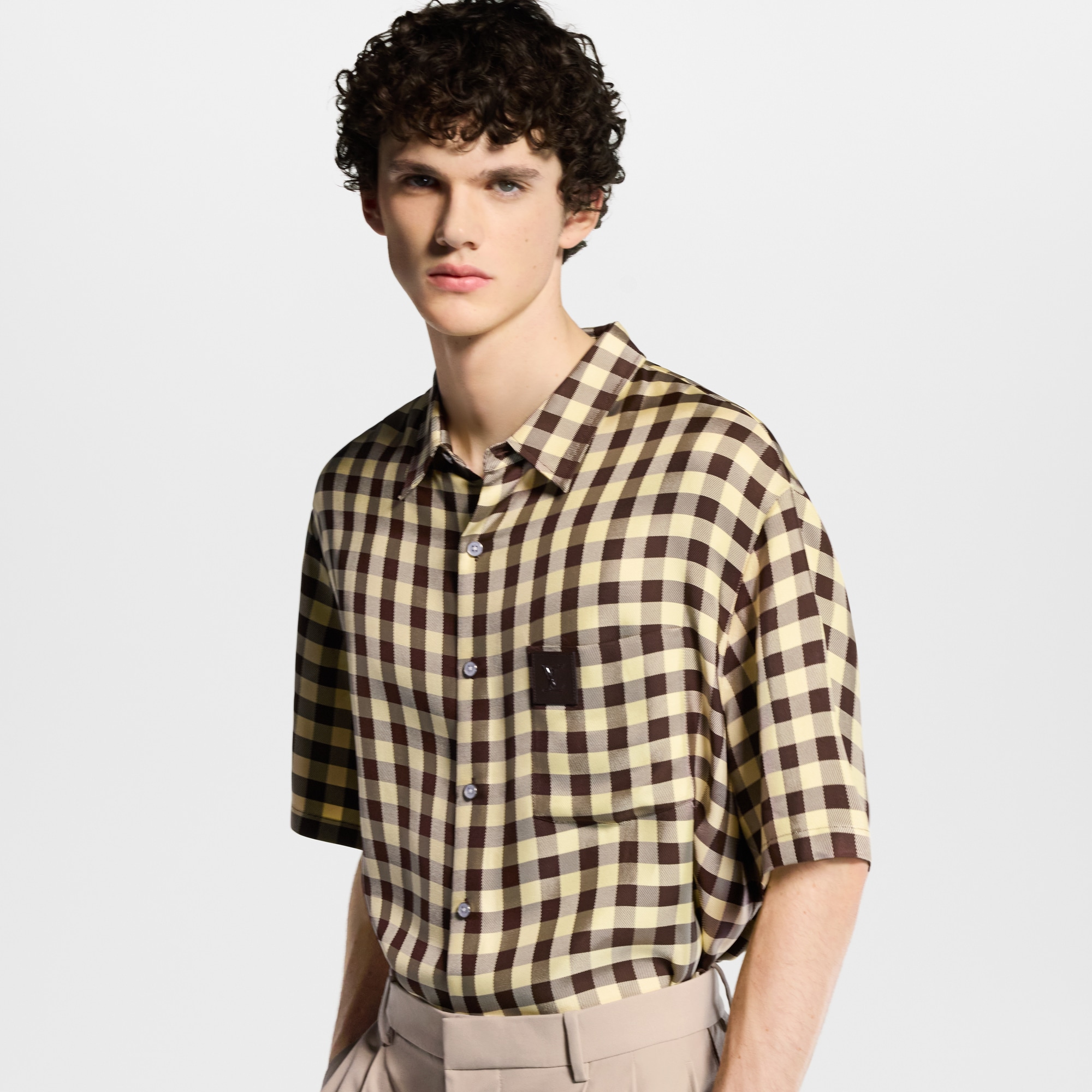 Damier Jacquard Short-Sleeved Shirt - Men - Ready-to-Wear | LOUIS